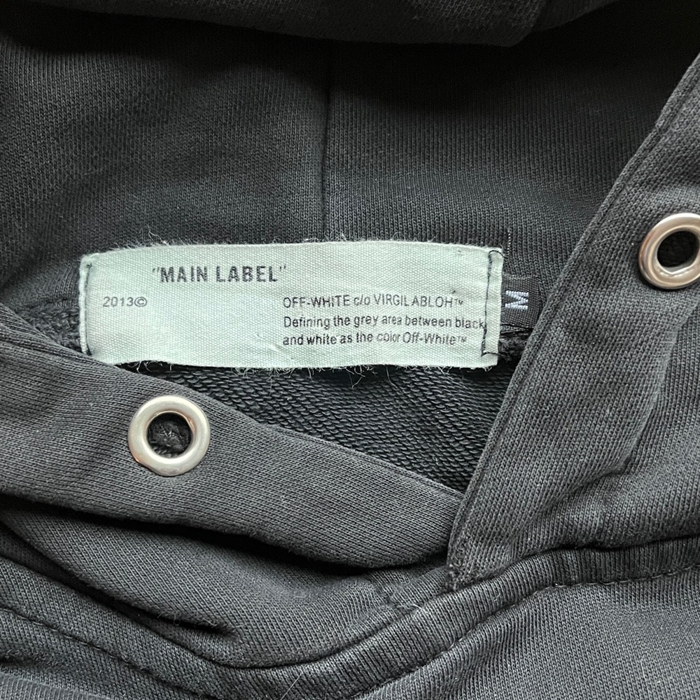 Main Label Off White Virgil Abloh Brush arrow hoodie size medium 100% cotton - Picture 2 of 7